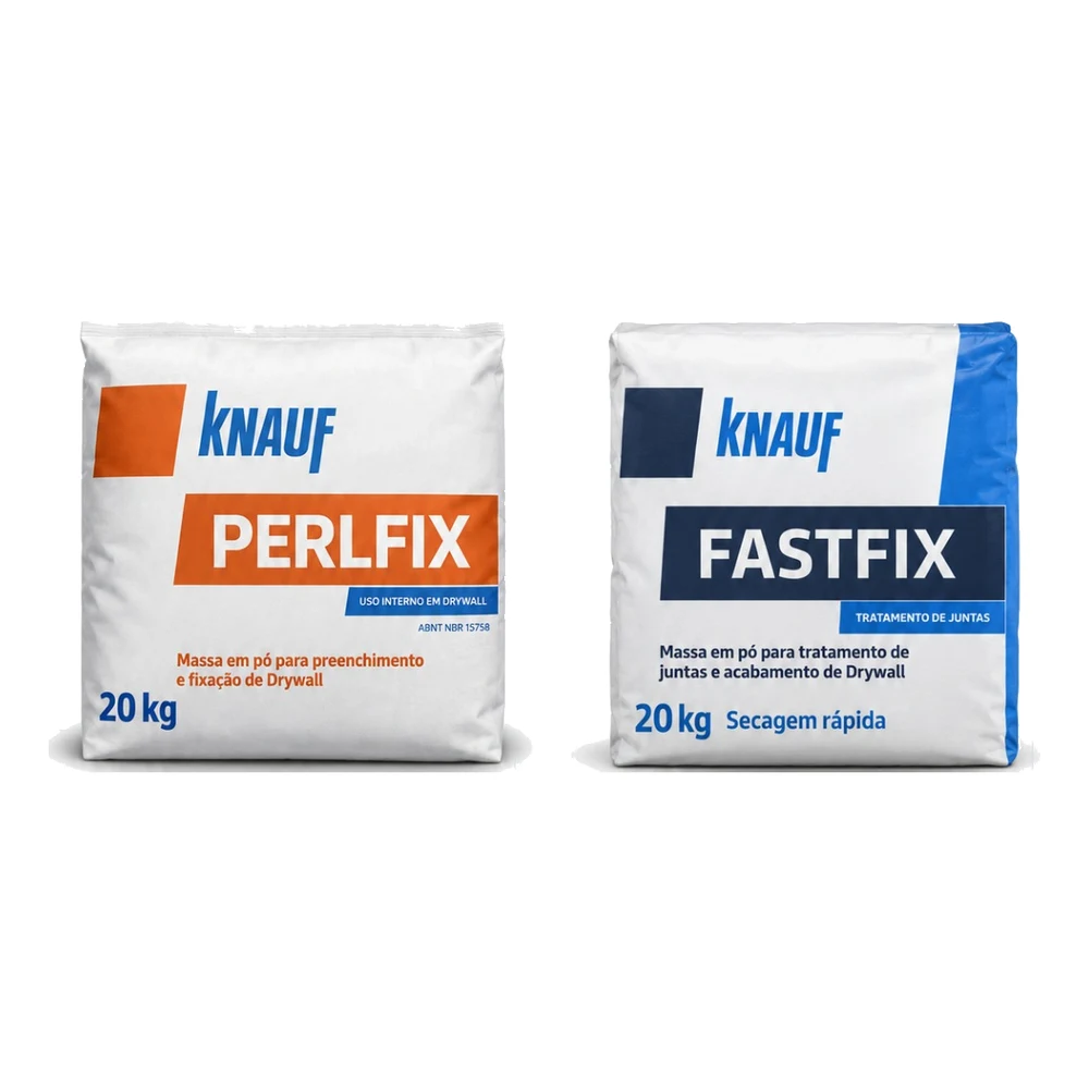 Sacos de massa em pó Perlfix e FastFix Knauf, 20 kg