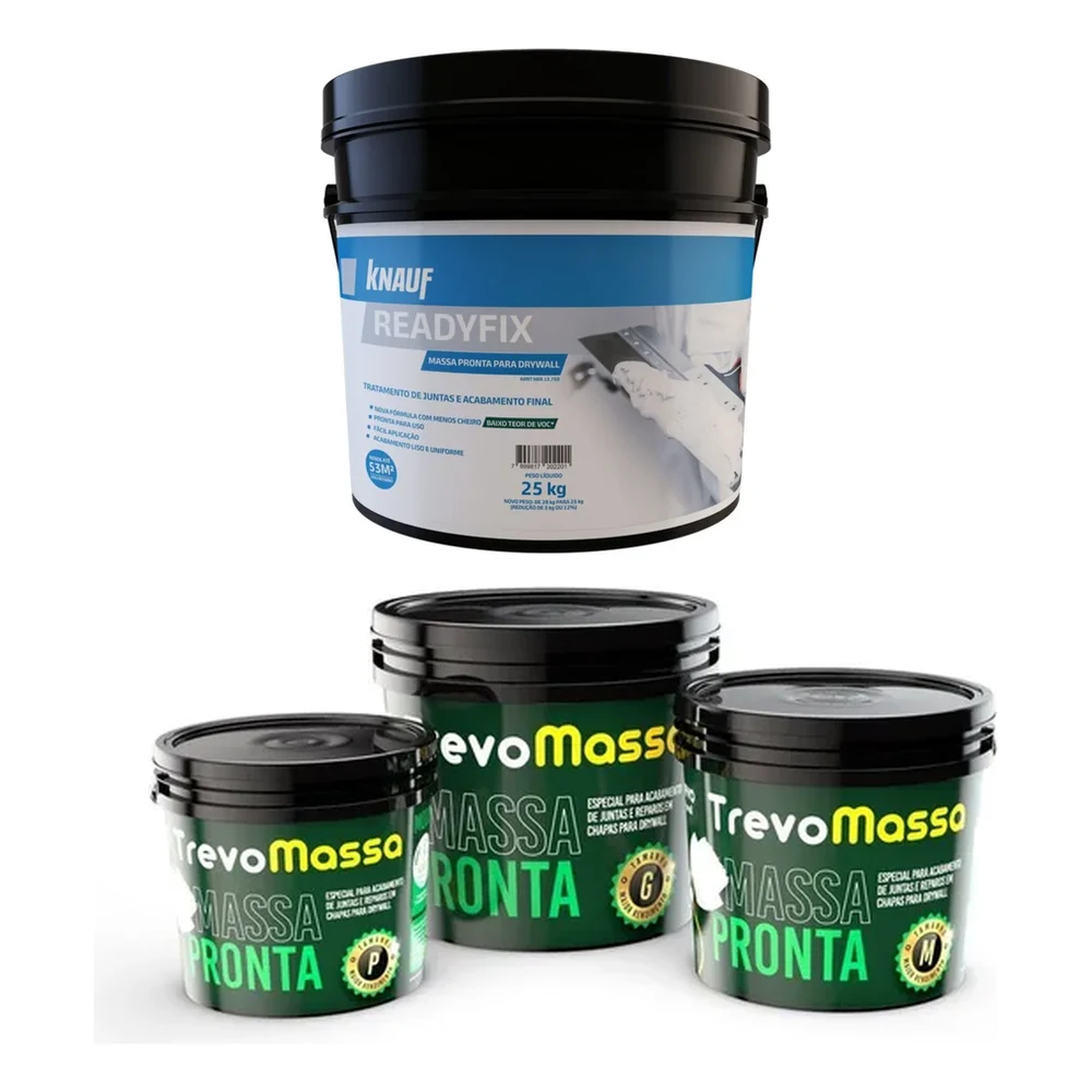 Balde de massa pronta ReadyFix Knauf e baldes de massa pronta Trevo